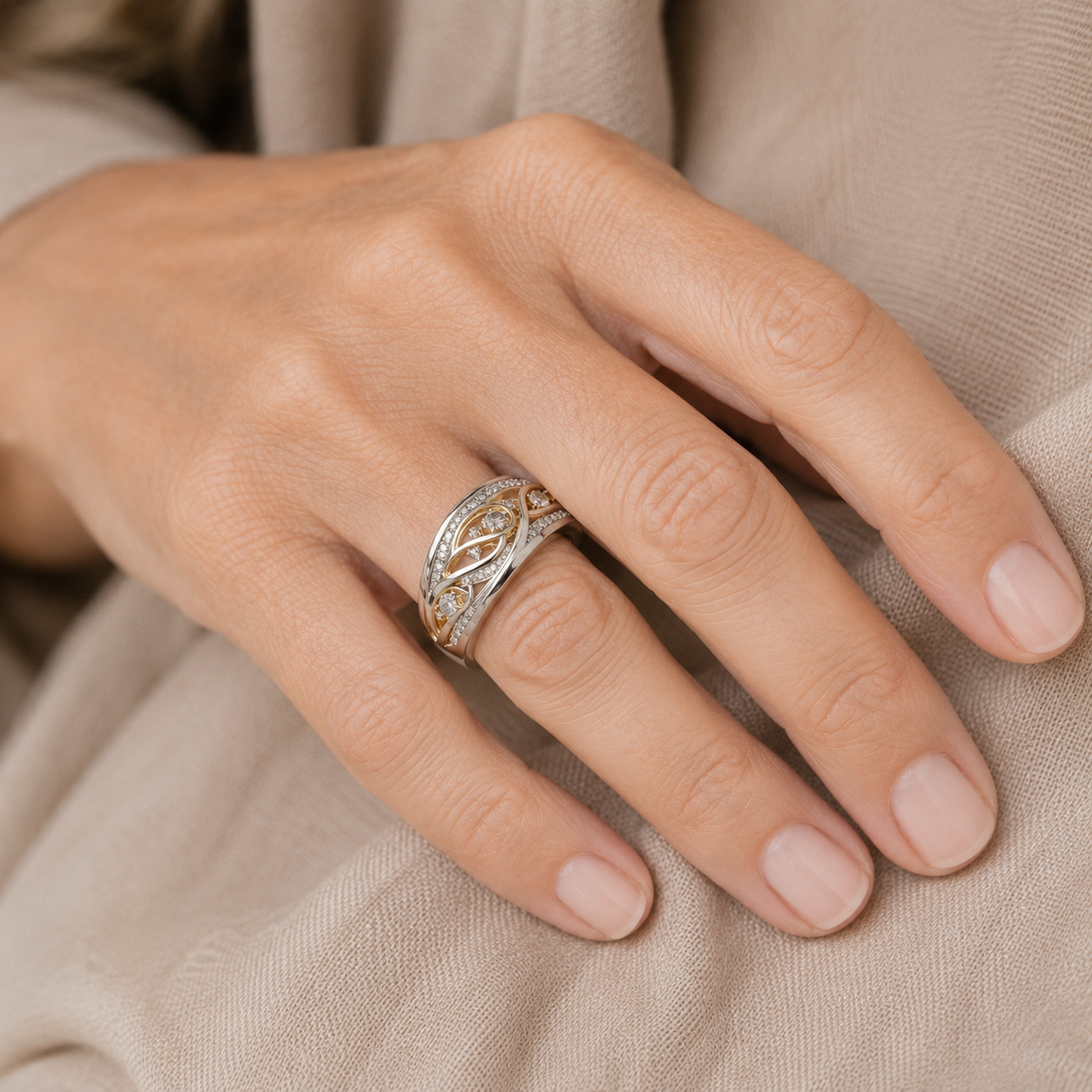 Hollow Gold & Silvered Ring