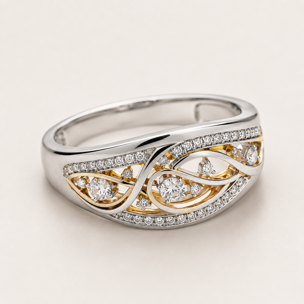 Hollow Gold & Silvered Ring