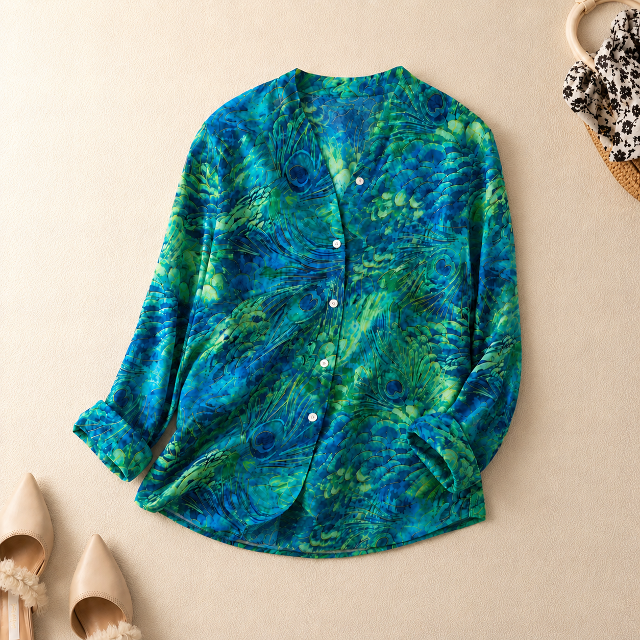 Patricia – Blue Nature Print Blouse