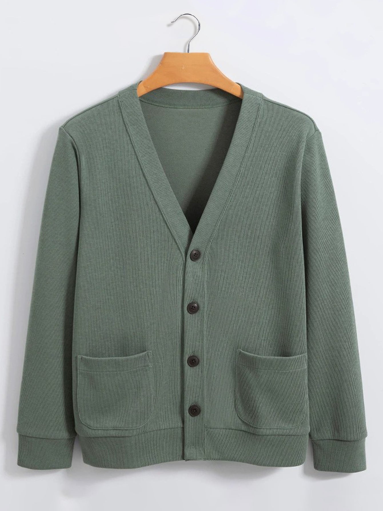 Ribbed Knit Cardigan With Pockets