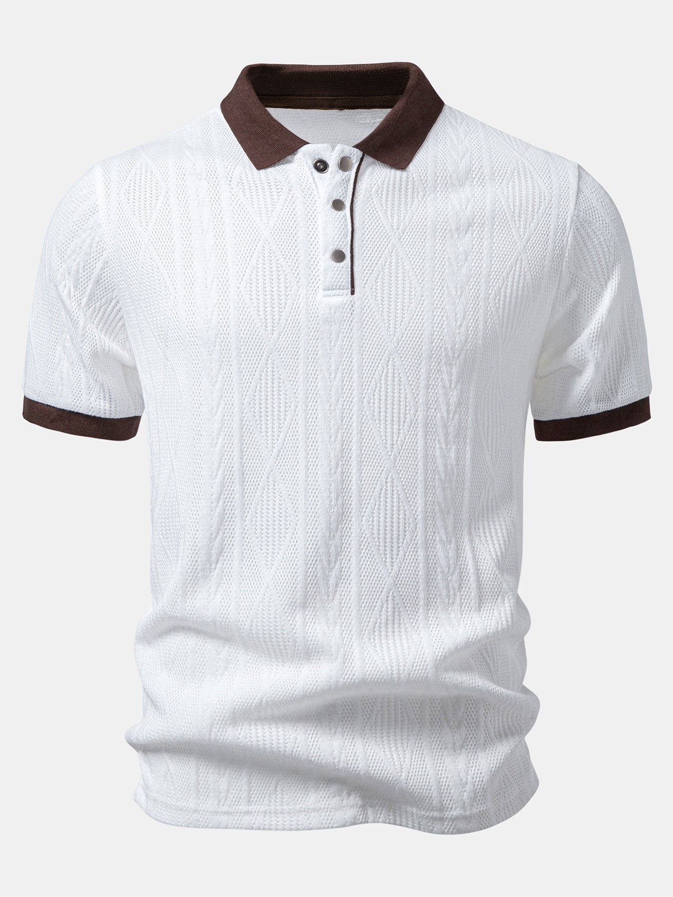 Contrast Geometry Jacquard Knit Polo