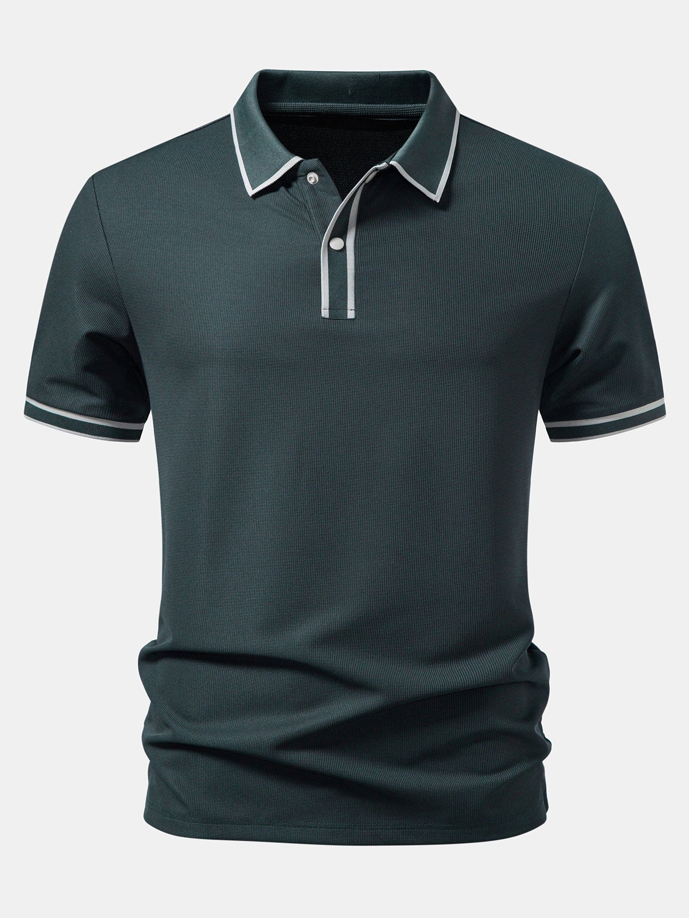 Contrast Trim Waffle Polo