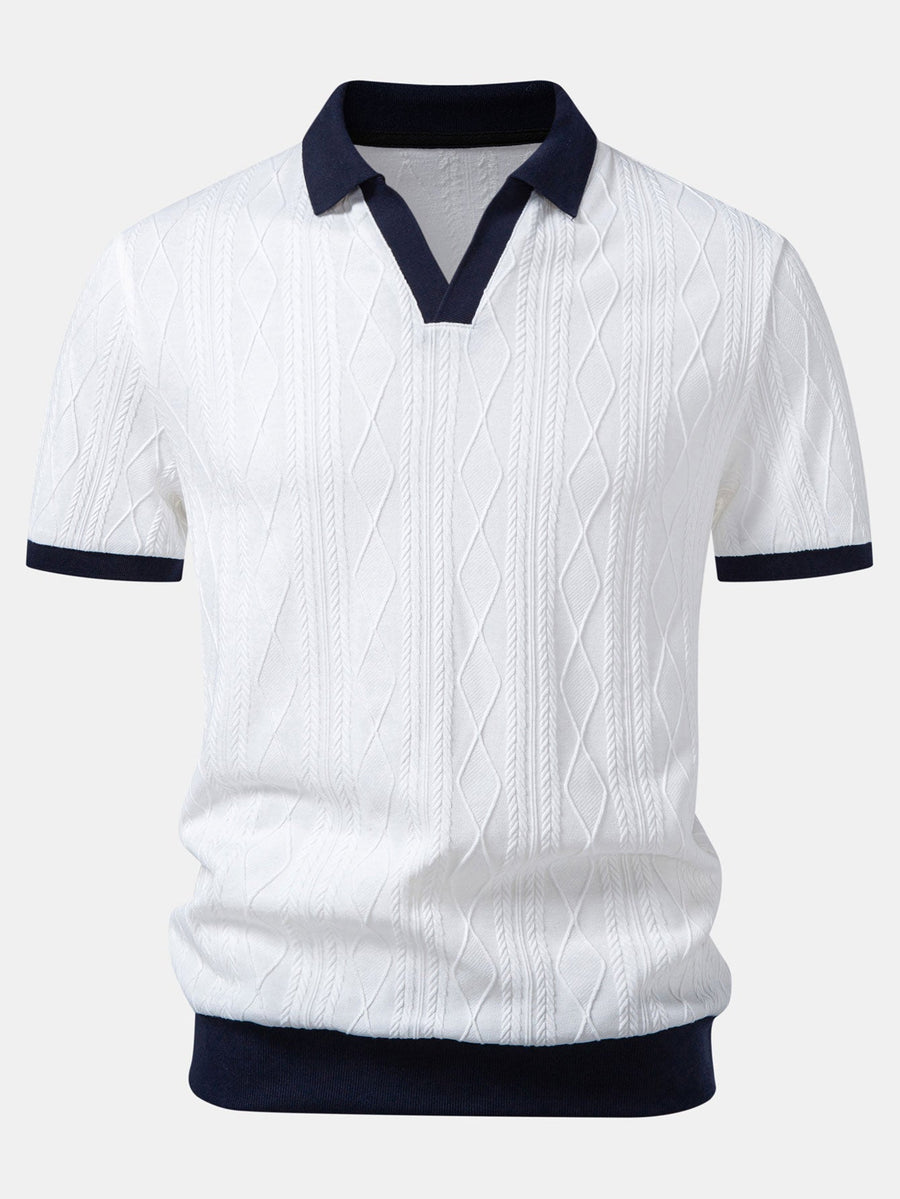 Contrast Geometry Jacquard Knit Polo