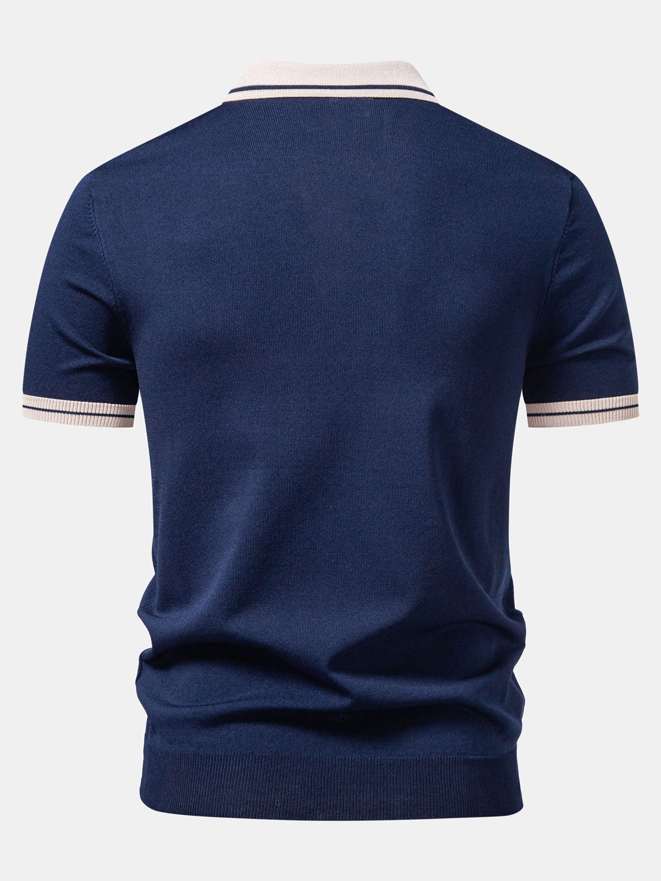 Contrast Trim Zipper Knit Polo