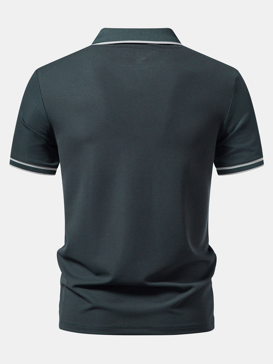 Contrast Trim Waffle Polo