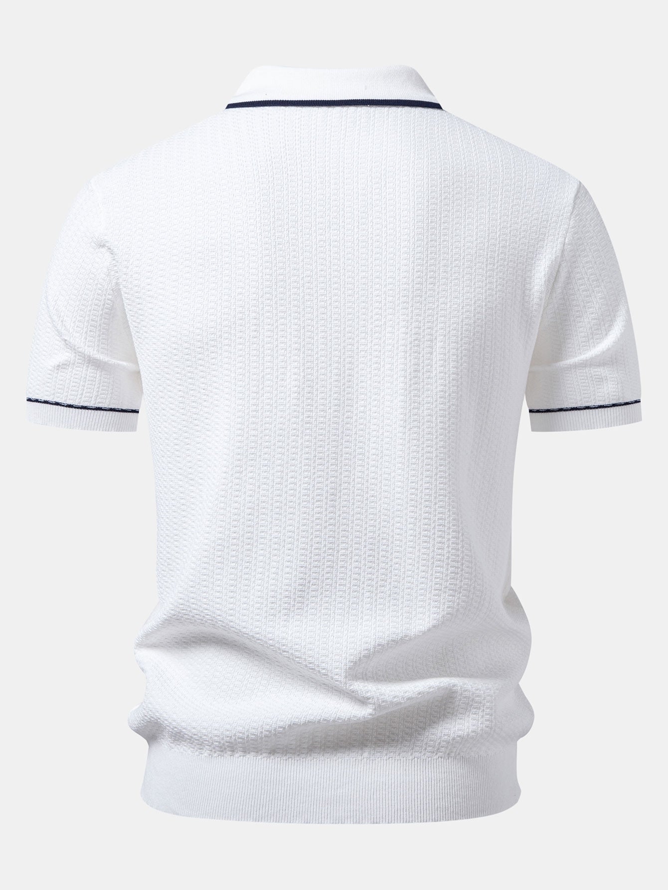 Contrast Trim Johnny Collar Knit Polo
