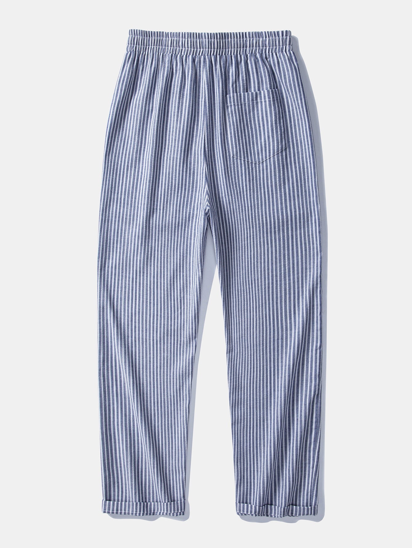 Linen Look Stripe Straight Leg Trousers