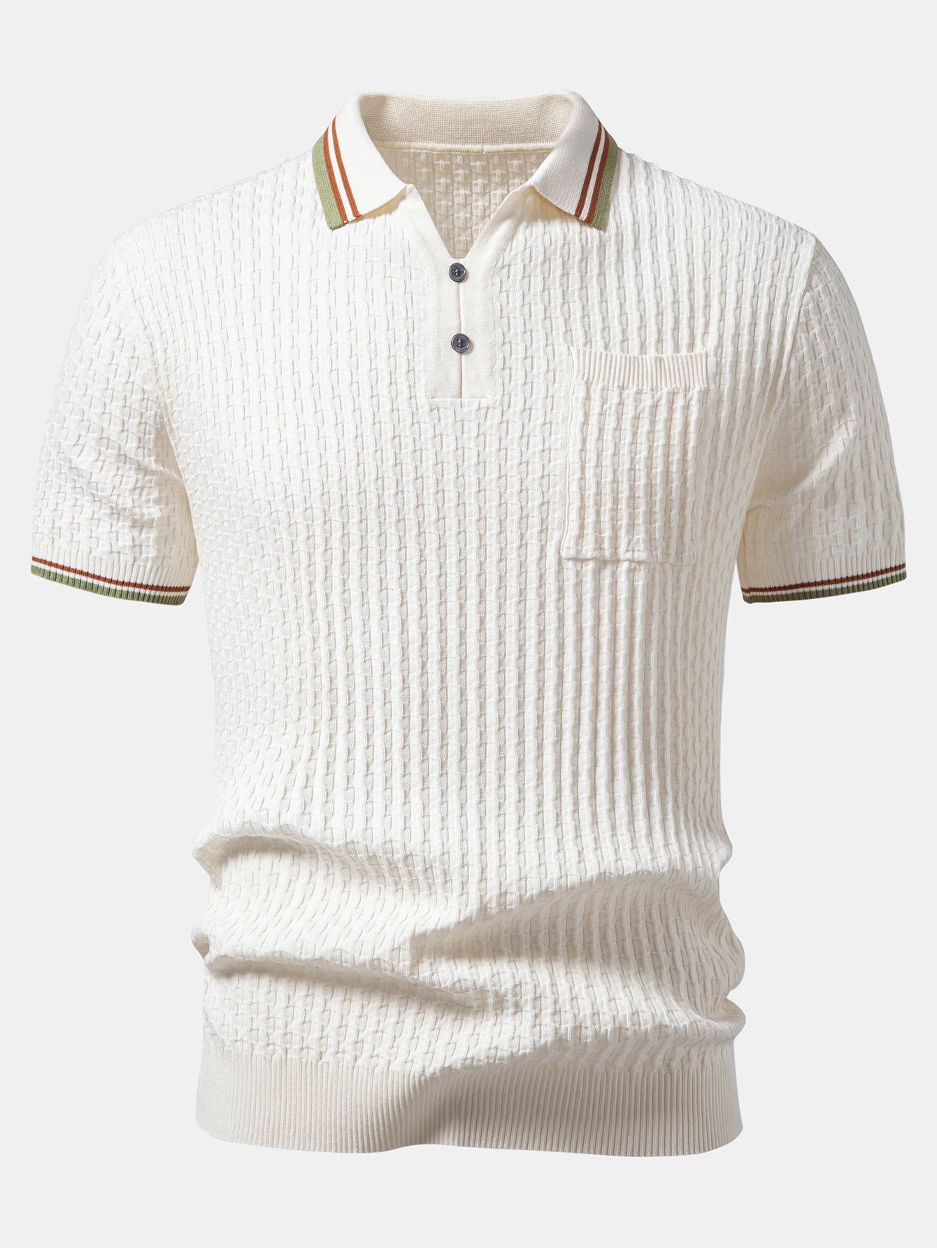 Contrast Trim Textured Knit Polo