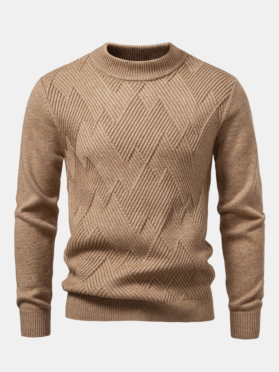 Heavyweight Stripe Mock Neck Knit Sweater