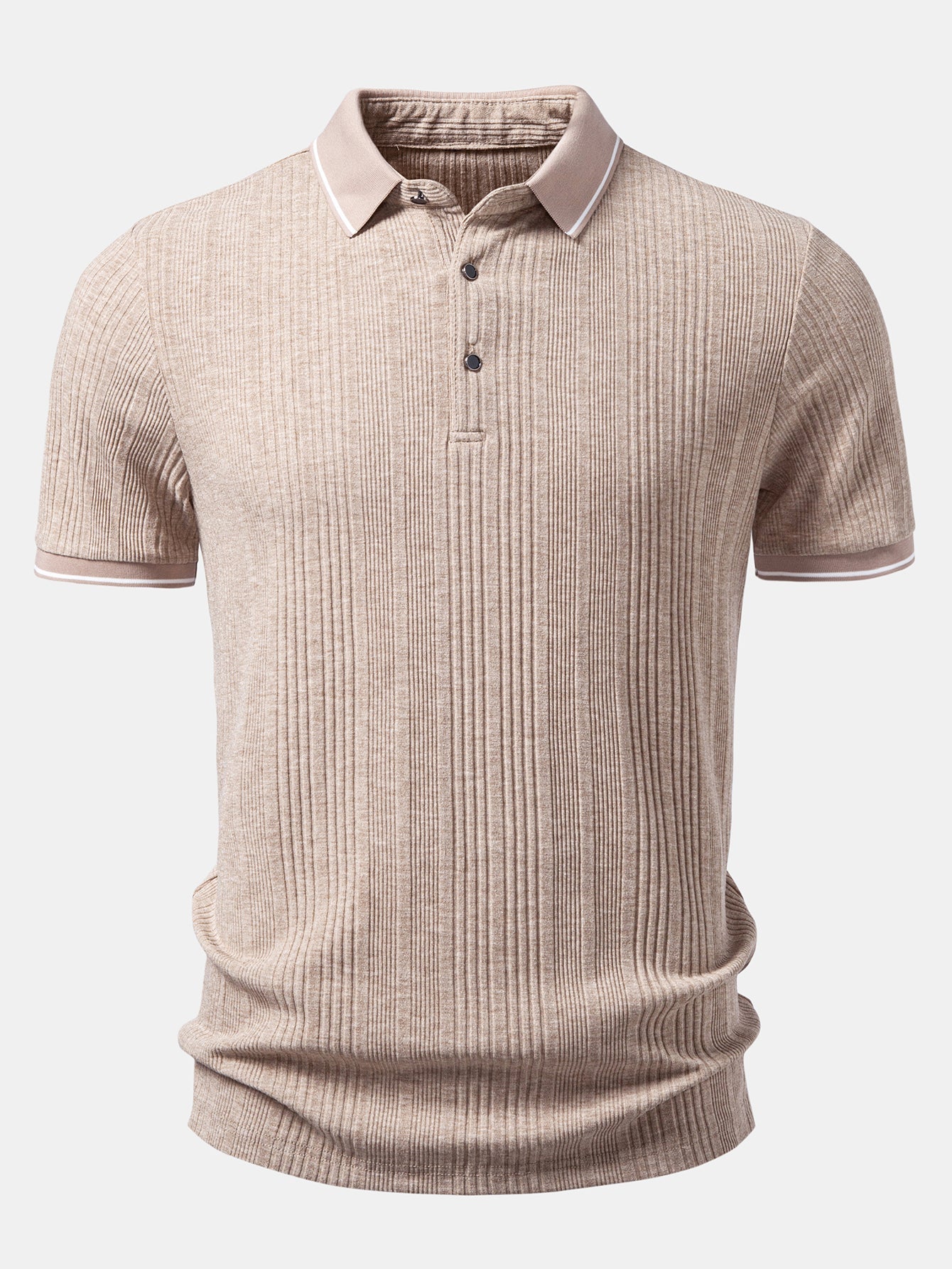 Contrast Stripe Trim Ribbed Polo