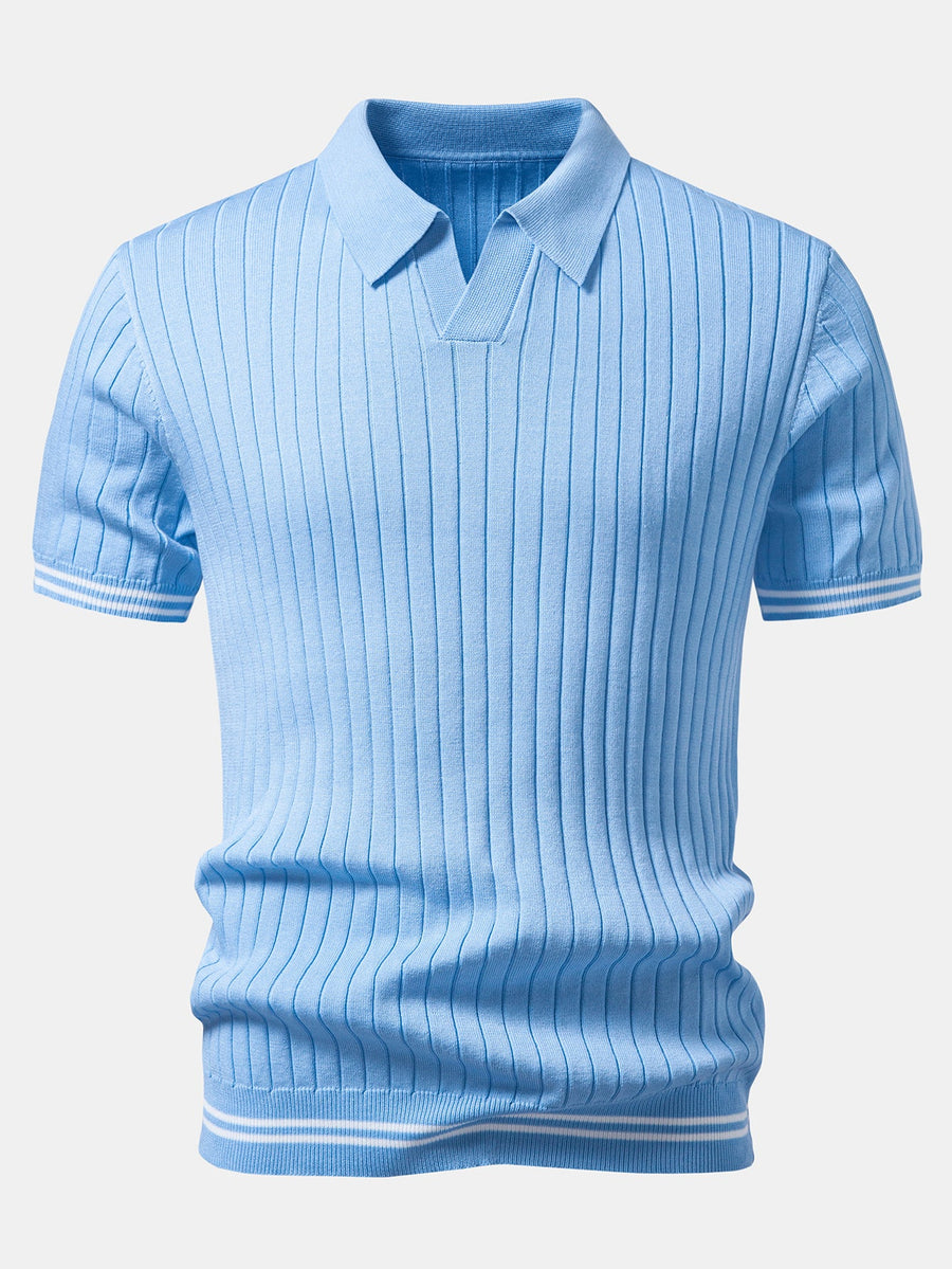 Contrast Trim Johnny Collar Knit Polo