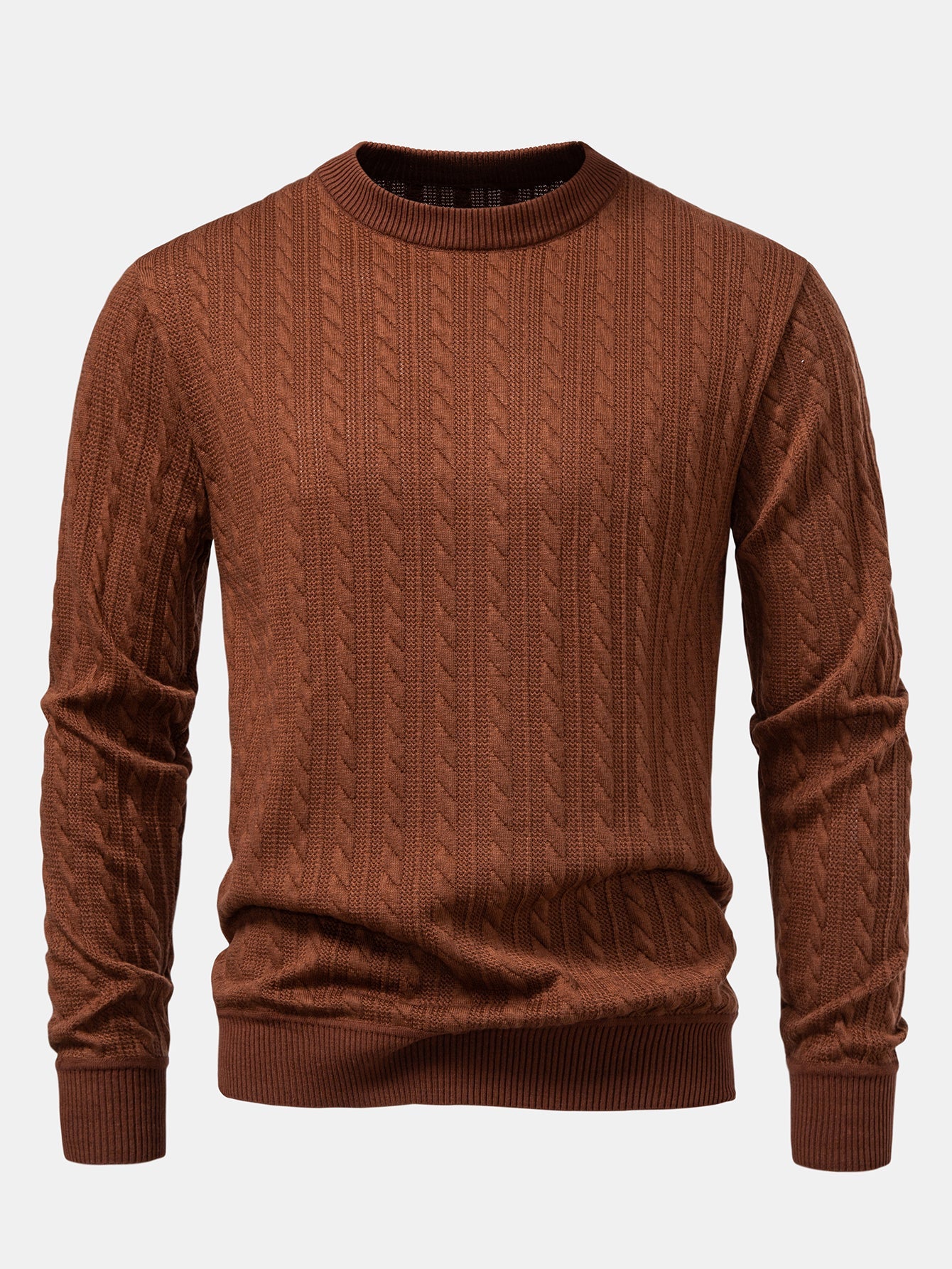 Stripe Jacquard Crew Neck Sweater