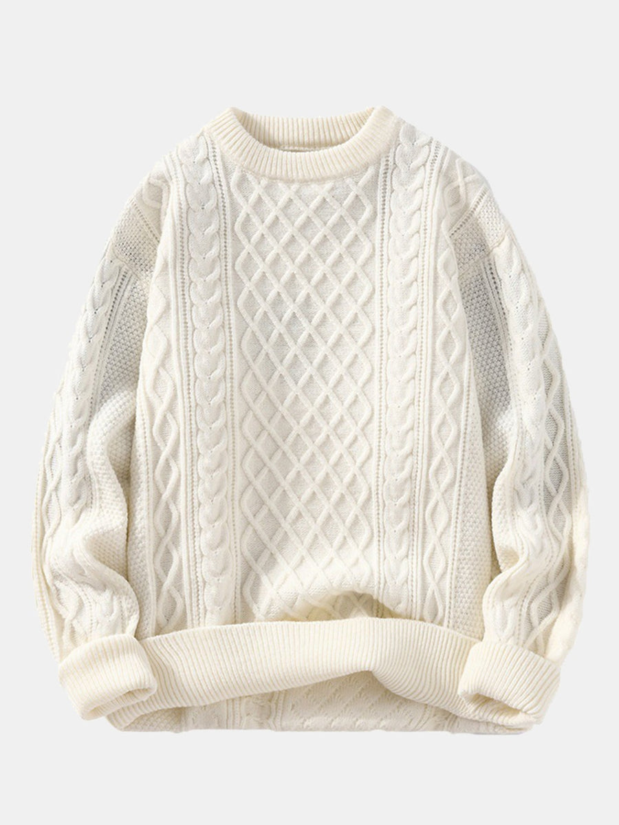 Geometric Jacquard Crew Neck Sweater