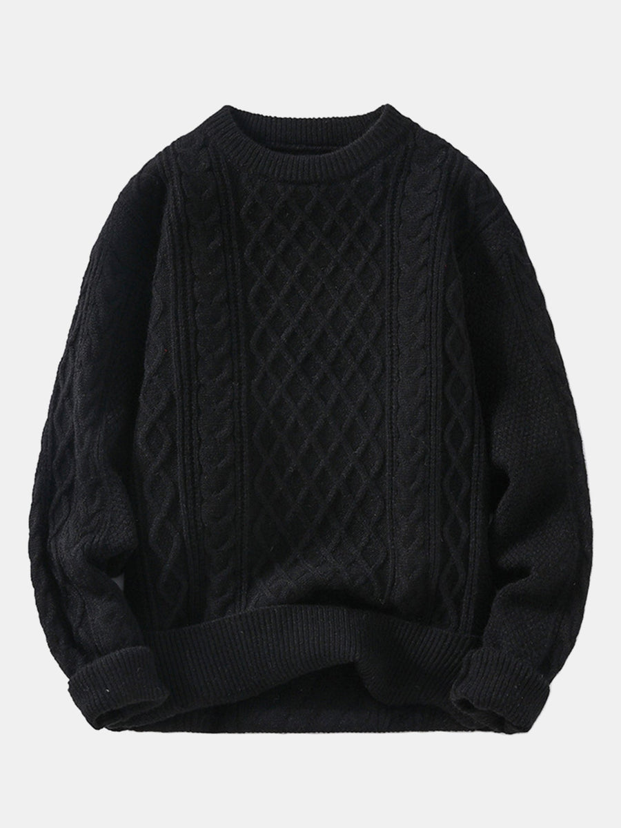 Geometric Jacquard Crew Neck Sweater