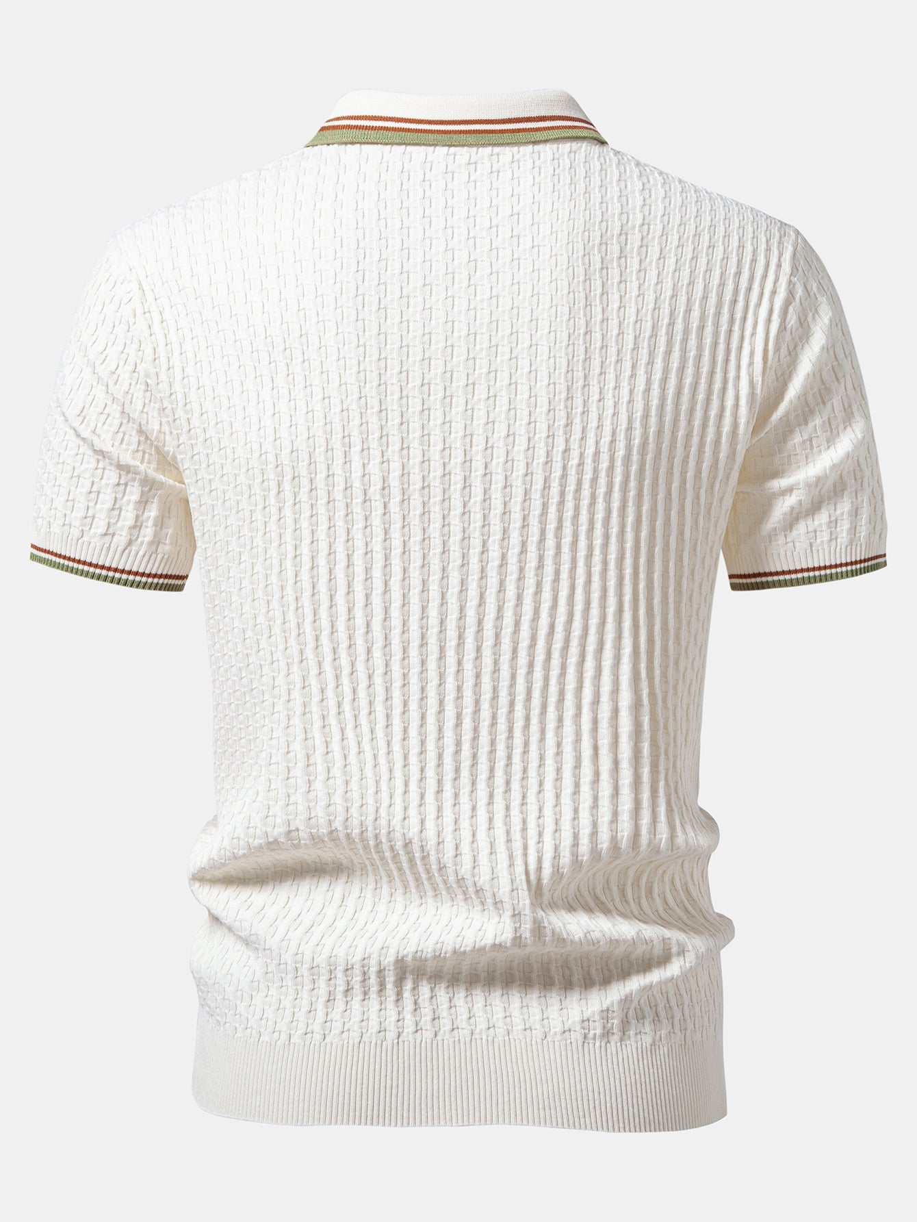 Contrast Trim Textured Knit Polo