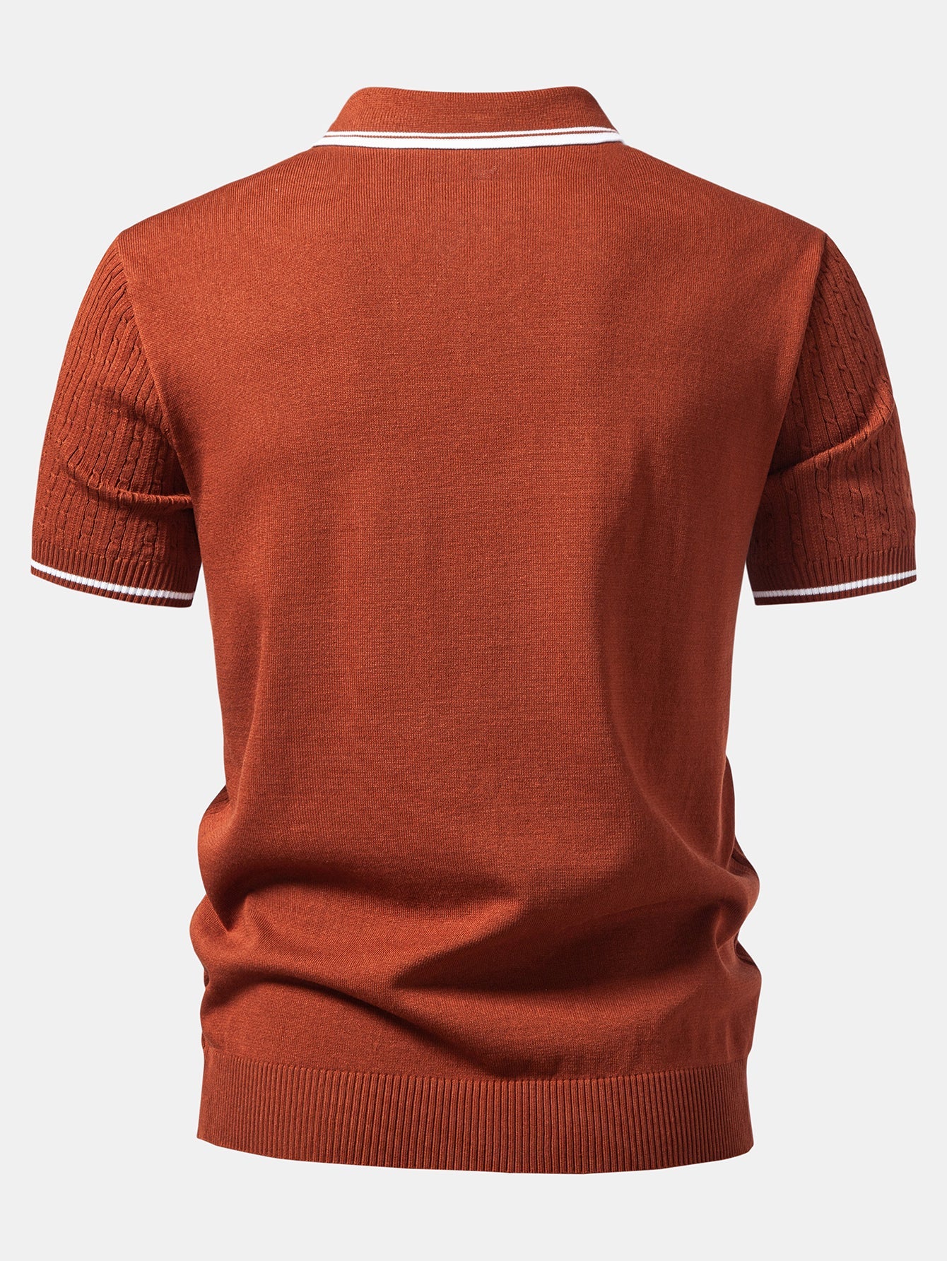 Contrast Trim Twisted Jacquard Knit Polo