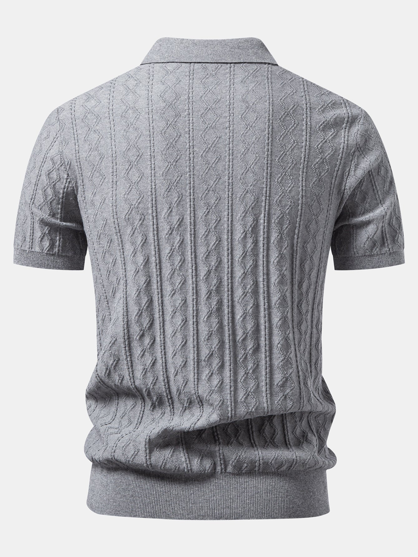 Geometric Jacquard Johnny Collar Knit Polo