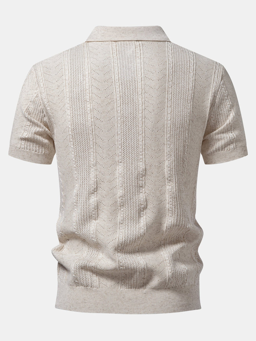Linen Textured Knit Polo