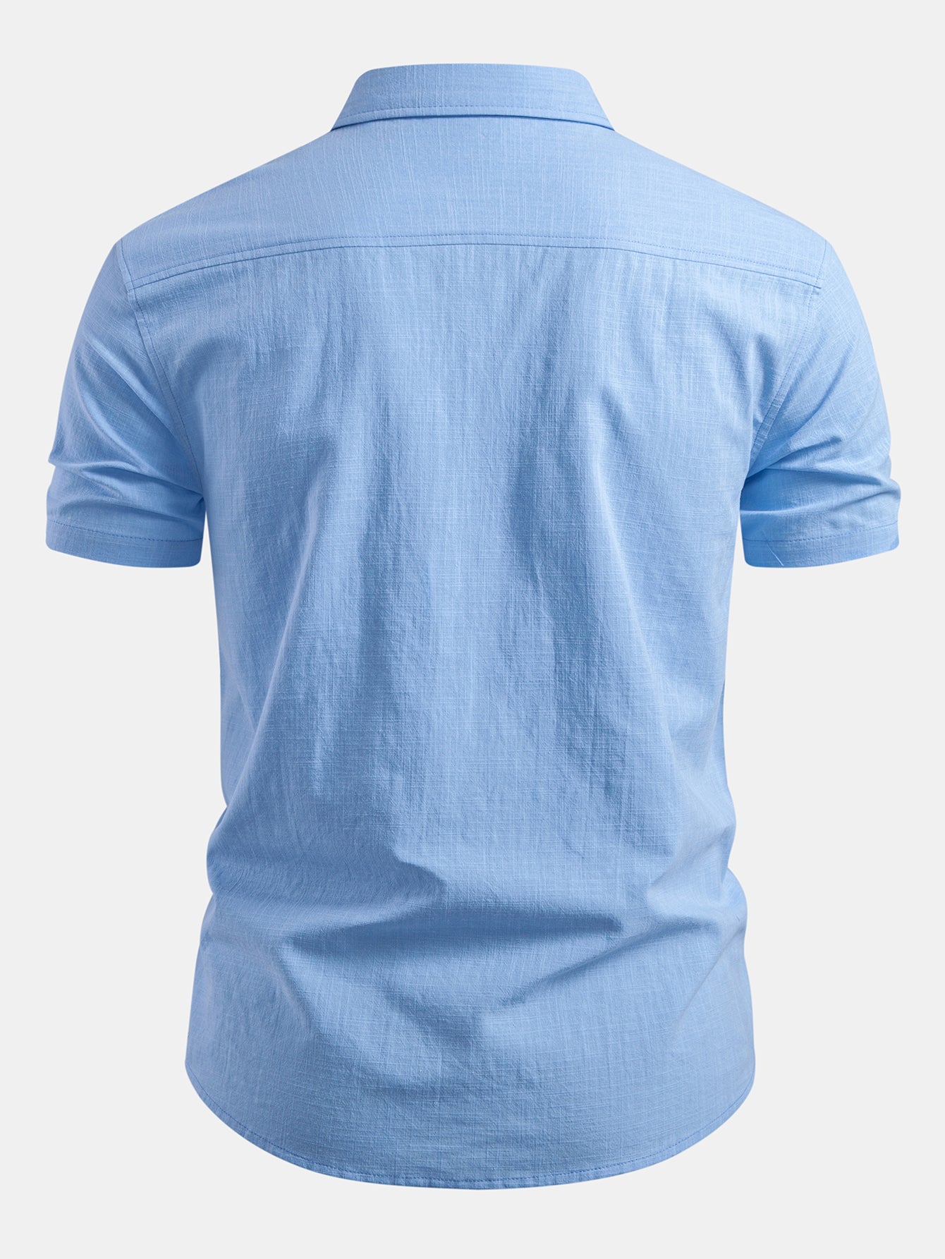 Short Sleeve Linen Look Button Up Shirt