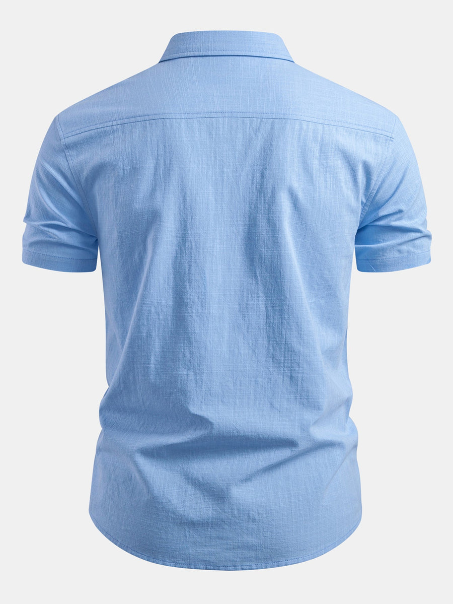 Short Sleeve Linen Look Button Up Shirt