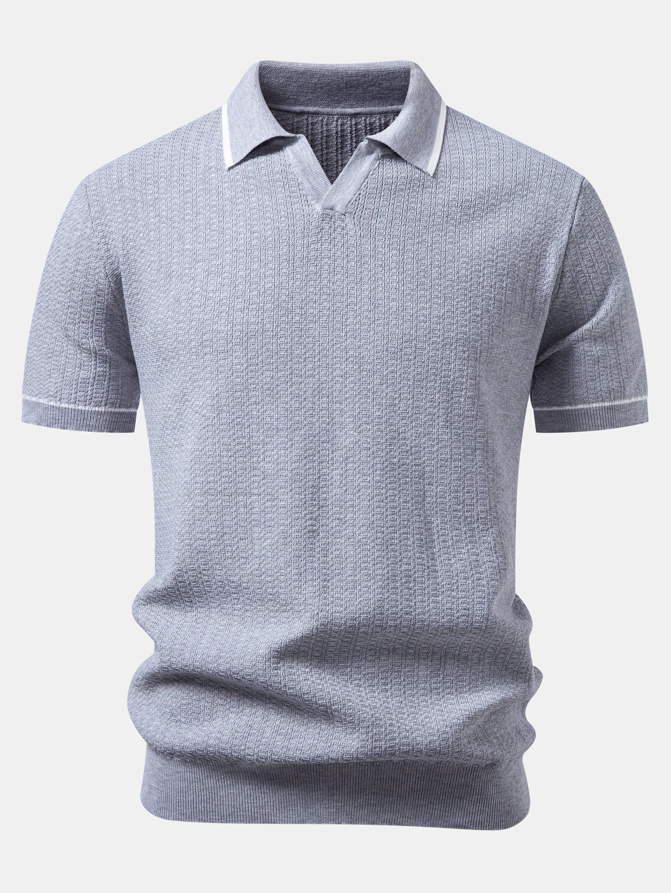 Contrast Trim Johnny Collar Knit Polo