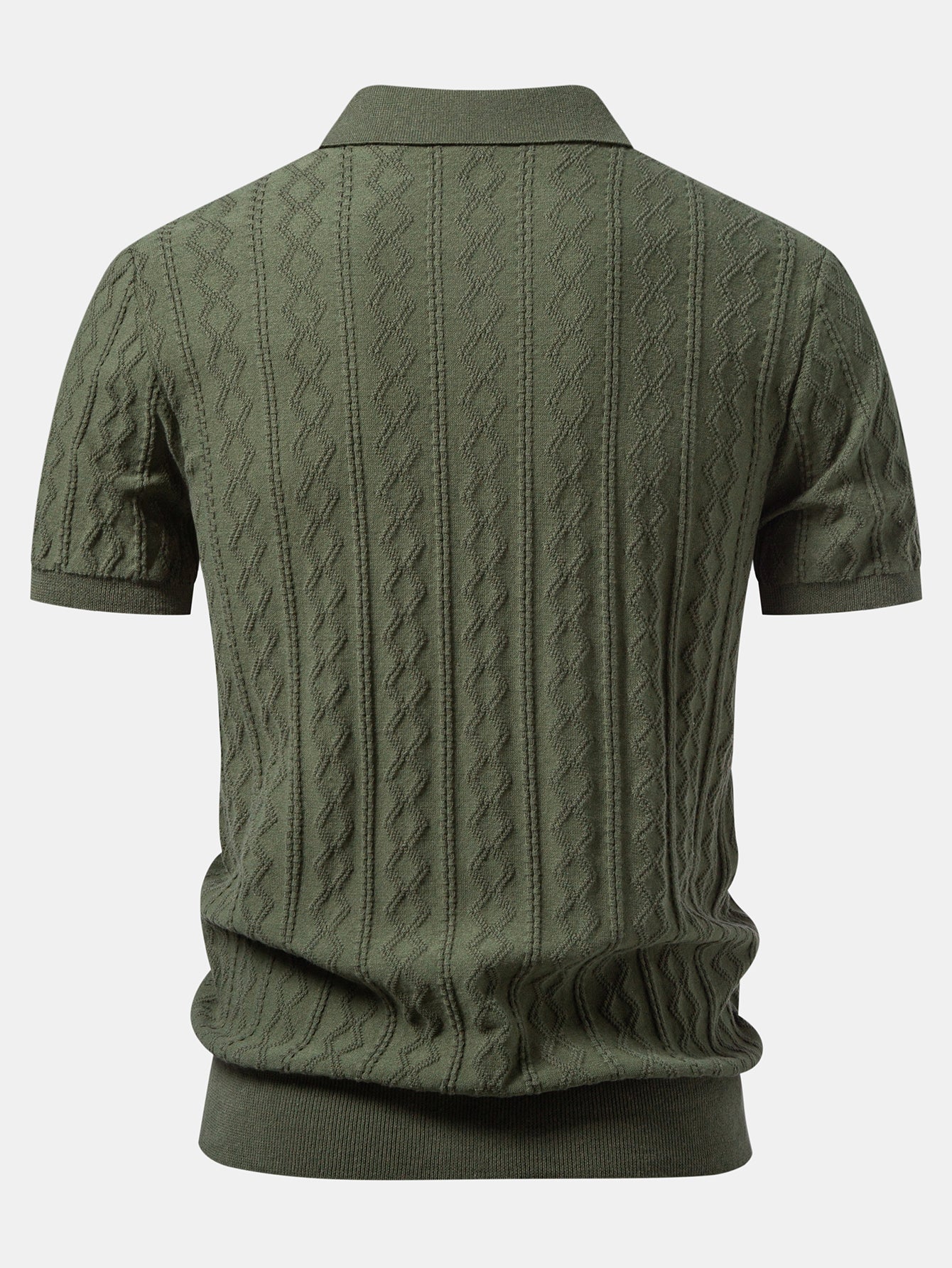 Geometric Jacquard Johnny Collar Knit Polo