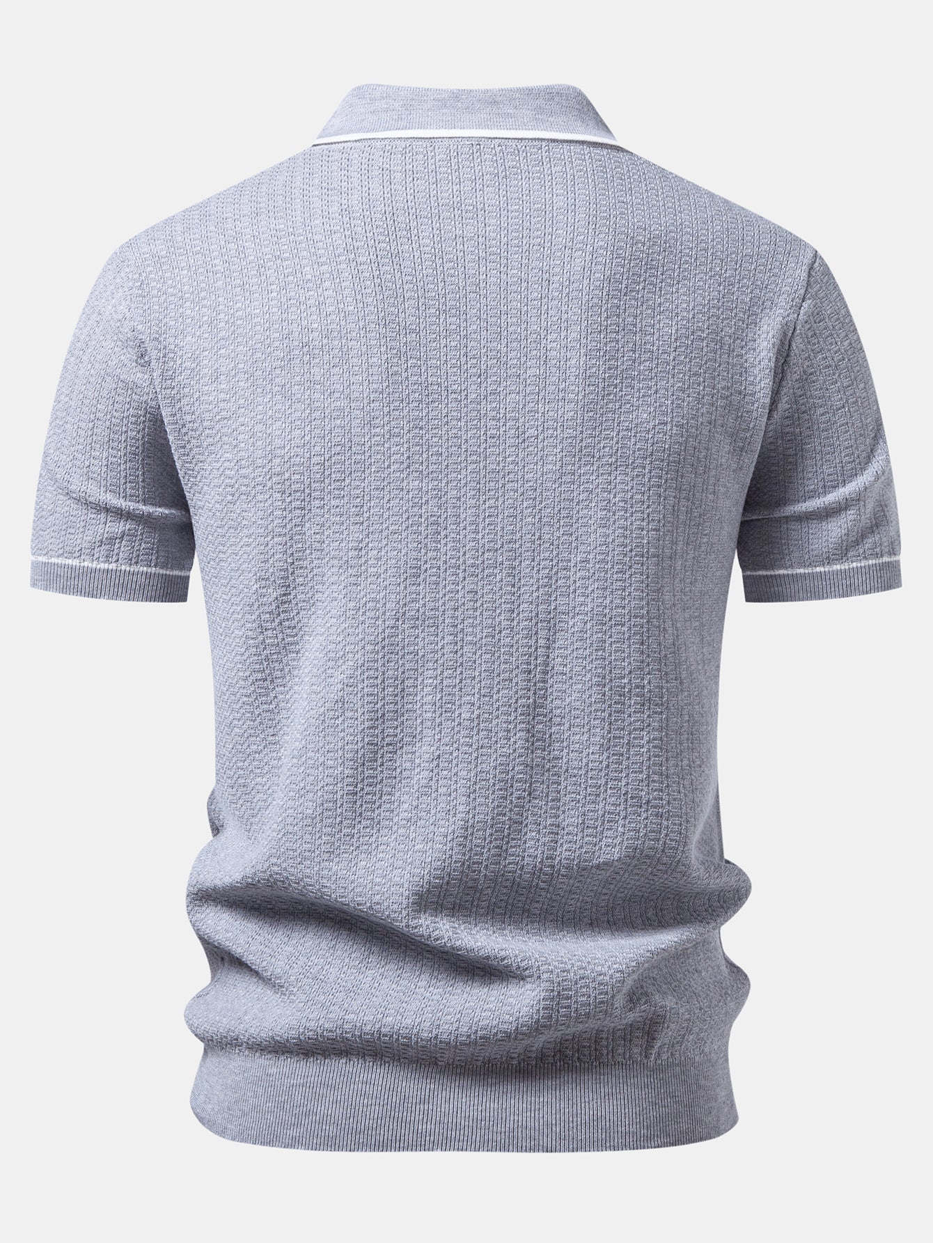 Contrast Trim Johnny Collar Knit Polo