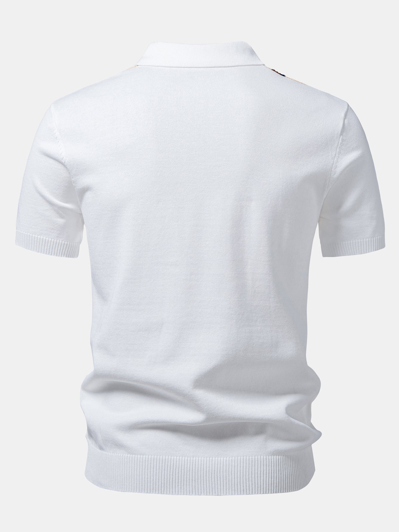 Contrast Striped Geometric zipper Knit Polo
