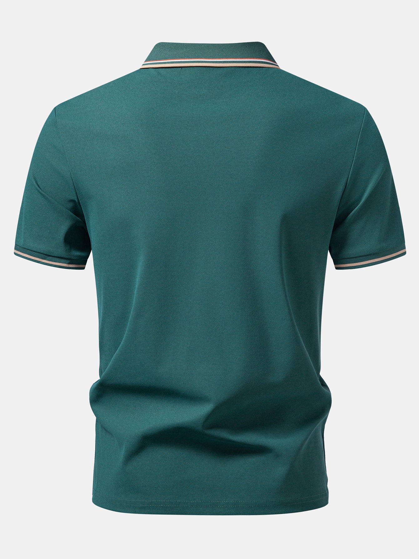 Contrast Striped Trim Pique Polo