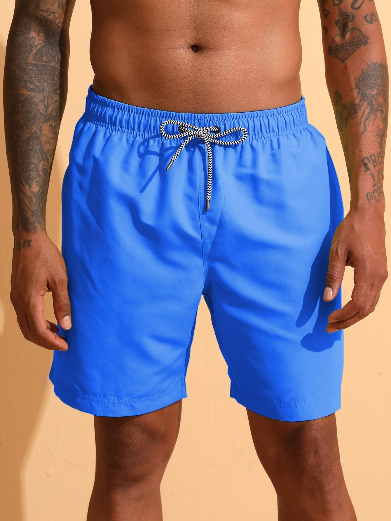 3 Pieces Contrast Waistband Swim Shorts
