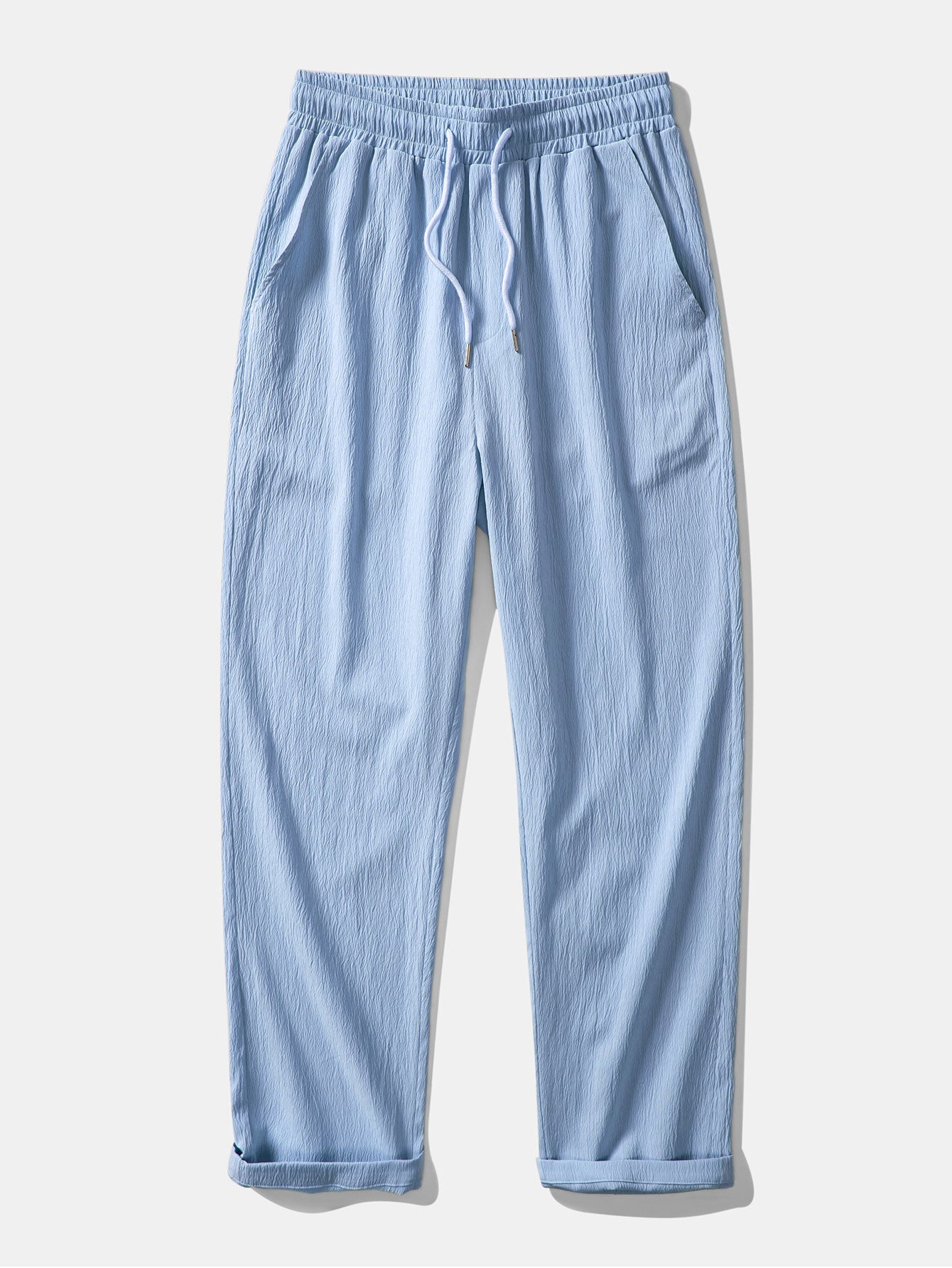 Crinkle Textured Straight Leg Trousers