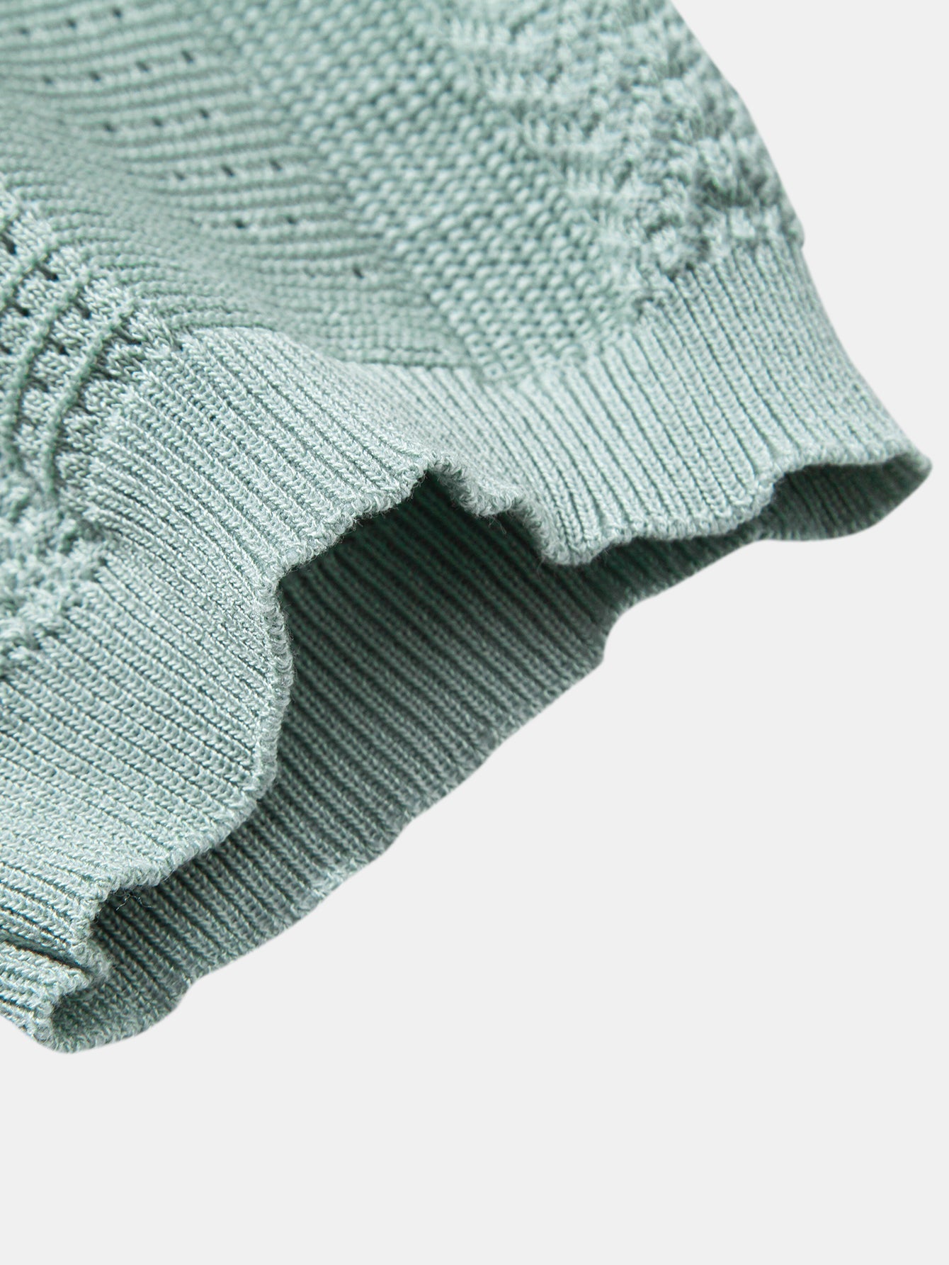 Textured Zipper Open Knit Polo