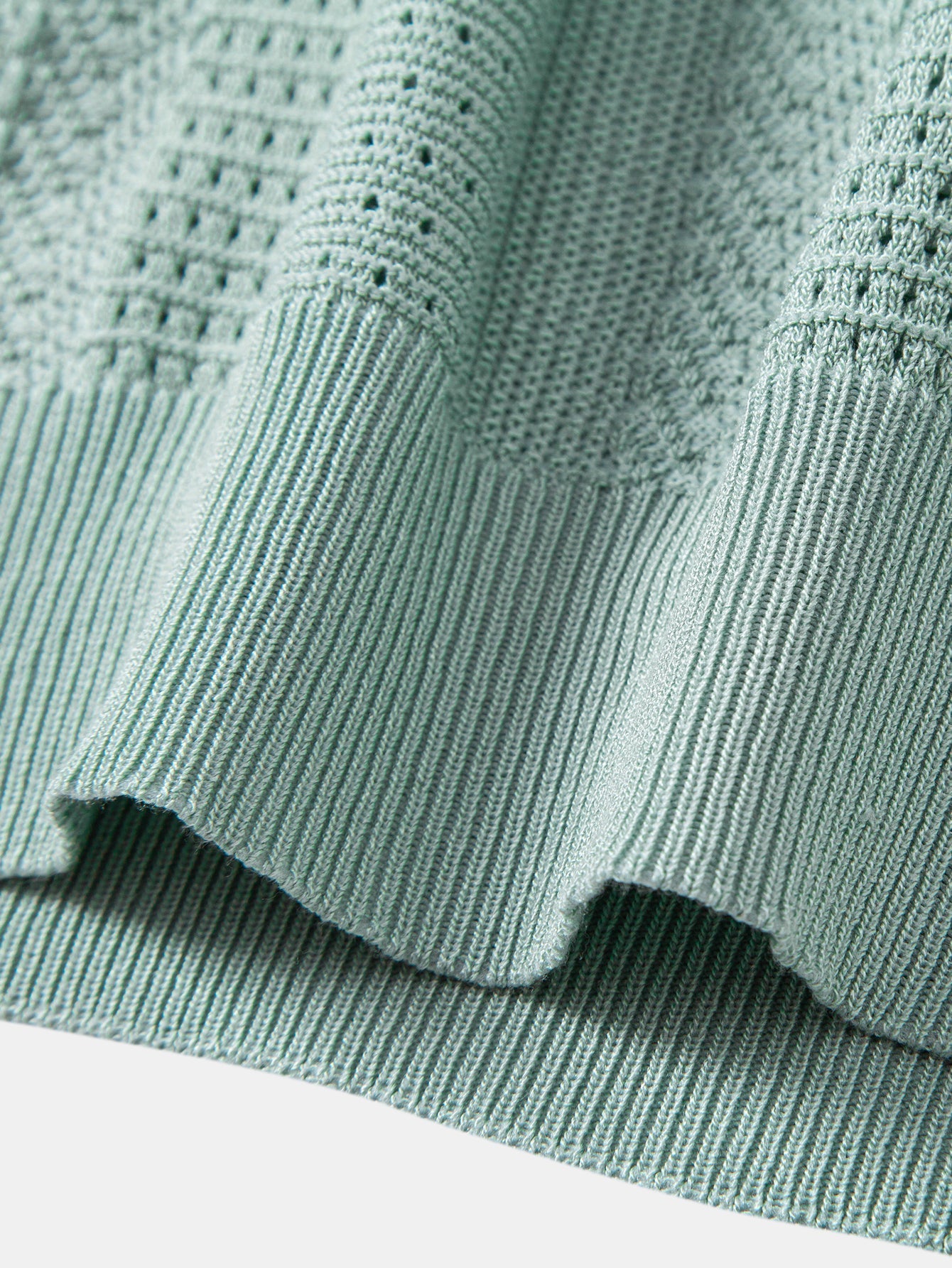 Textured Zipper Open Knit Polo