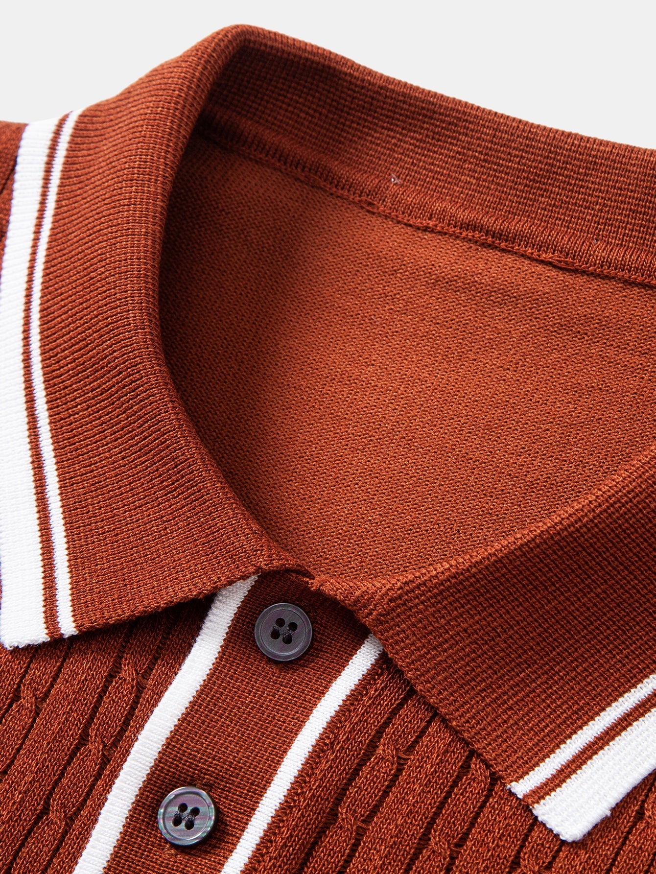Contrast Trim Twisted Jacquard Knit Polo