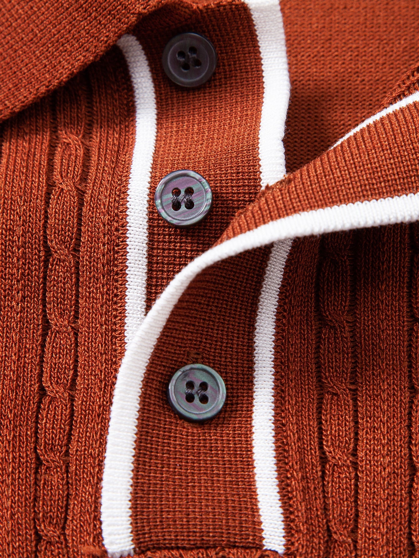 Contrast Trim Twisted Jacquard Knit Polo