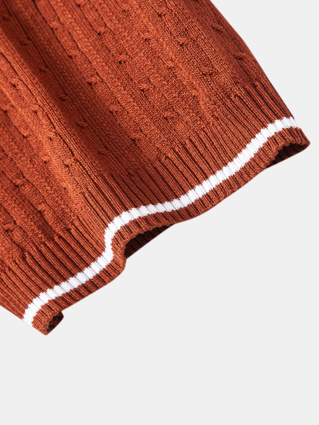 Contrast Trim Twisted Jacquard Knit Polo