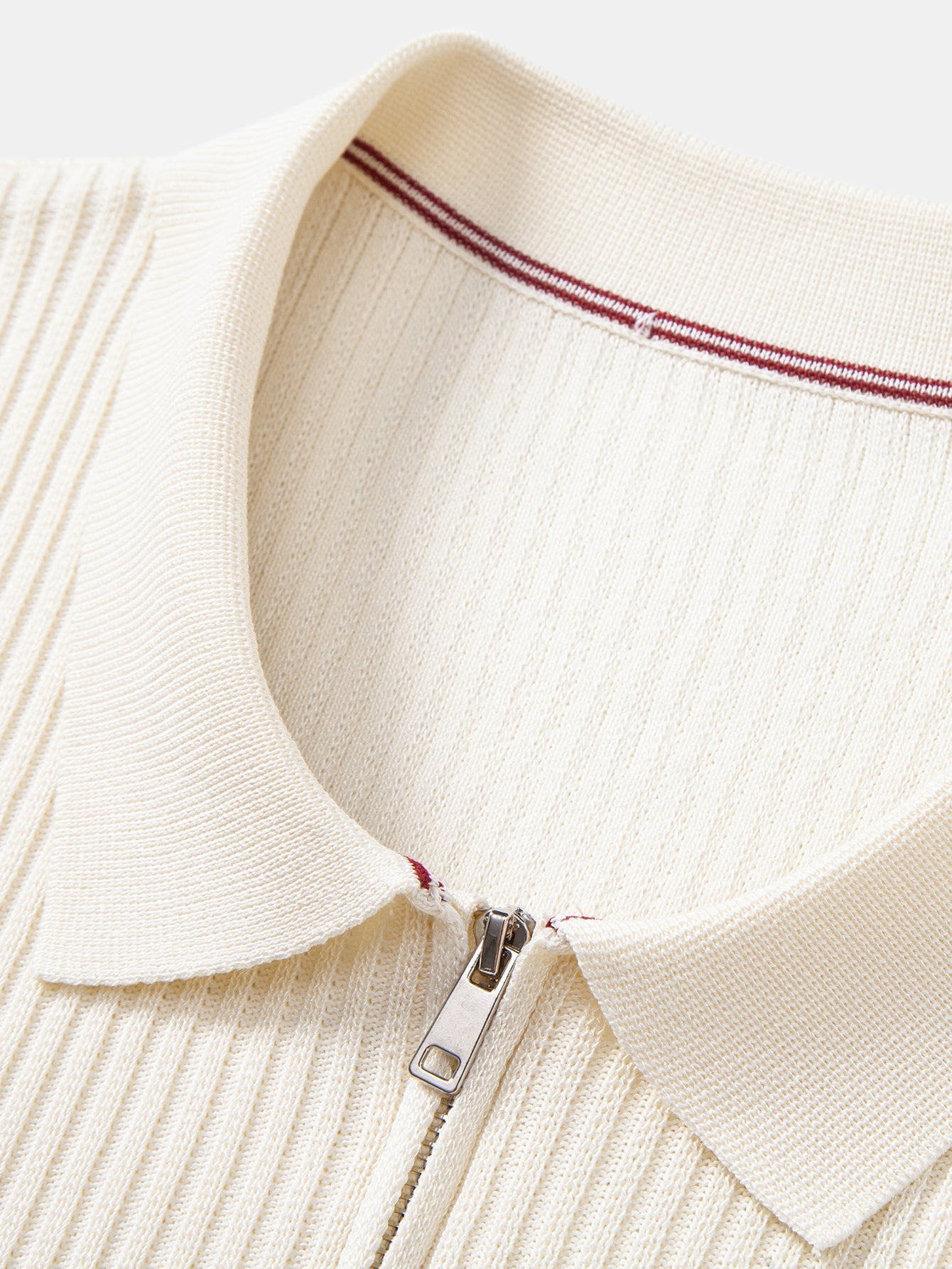Ribbed Zipper Knit Polo
