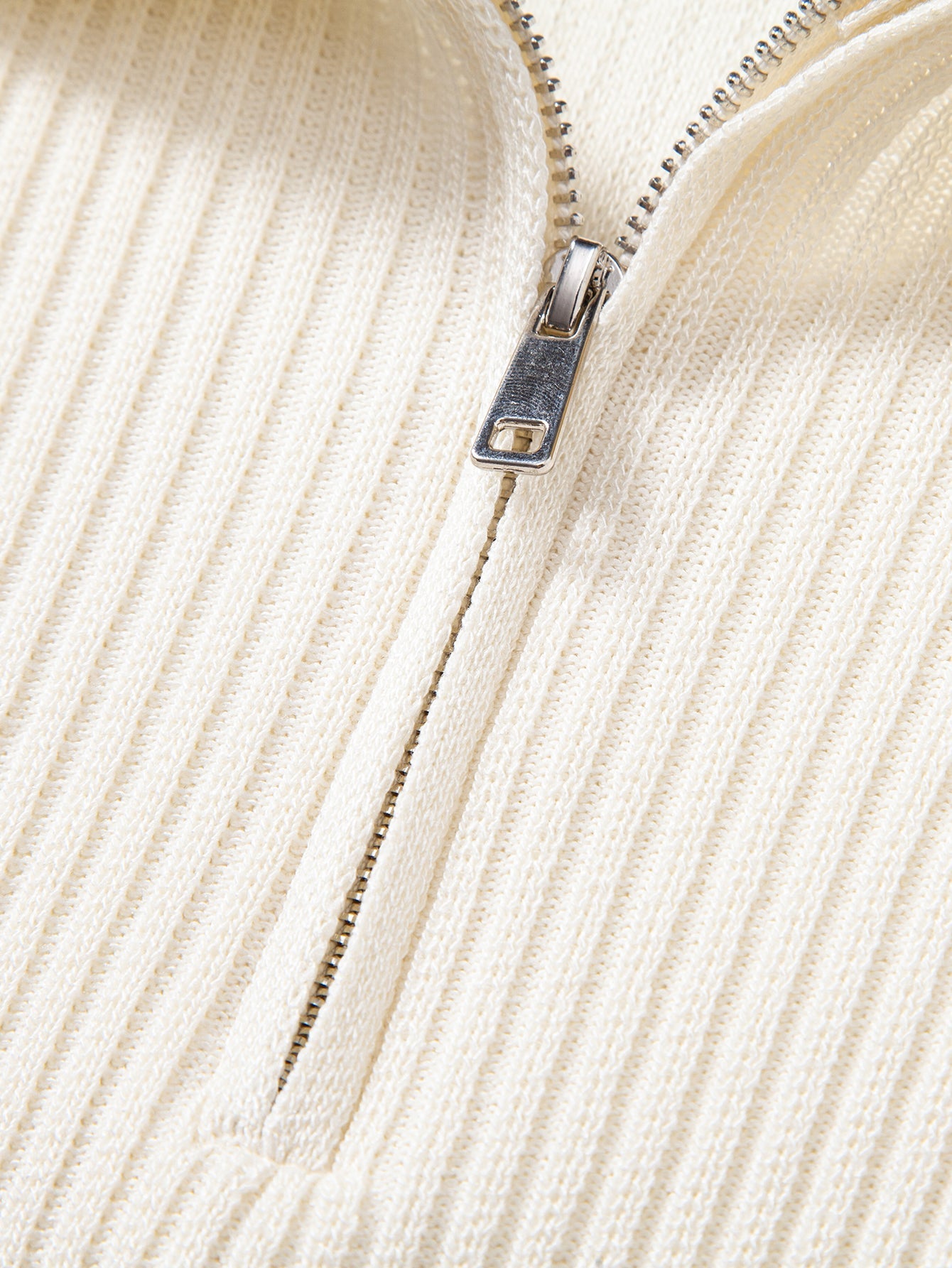 Ribbed Zipper Knit Polo