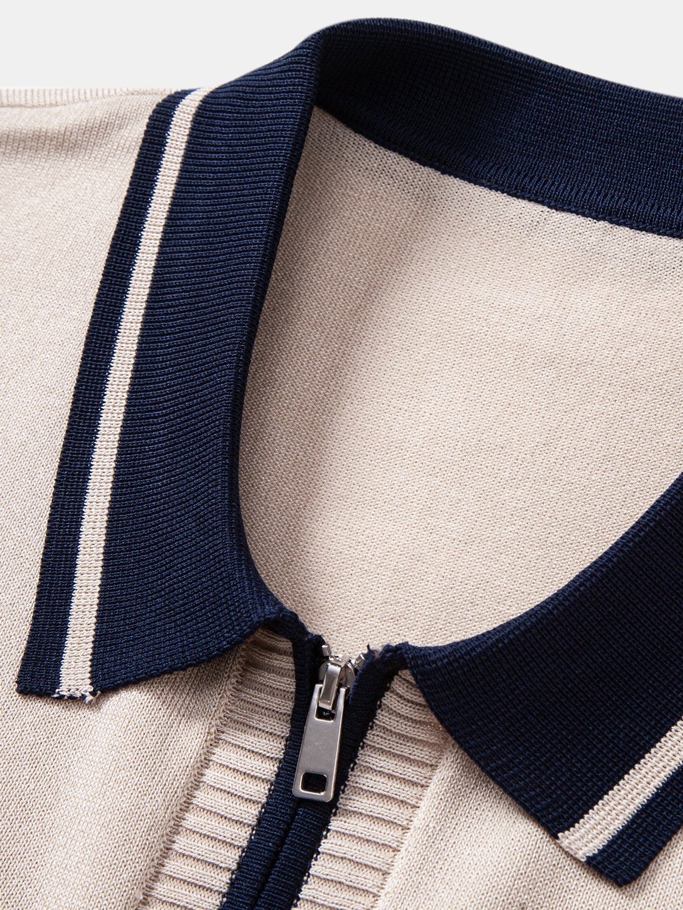 Contrast Trim Zipper Knit Polo
