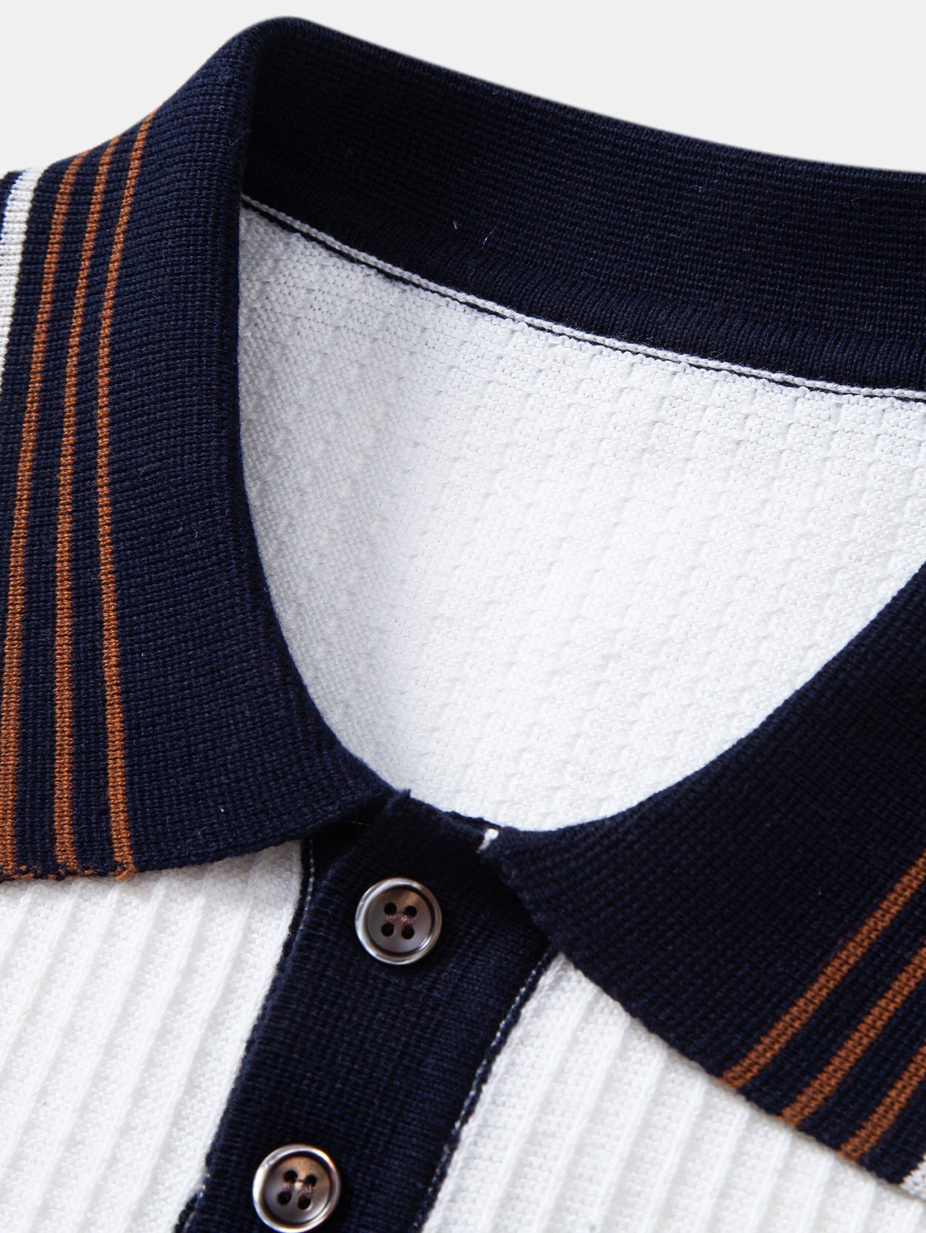 Contrast Stripe Trim Waffle Knit Polo