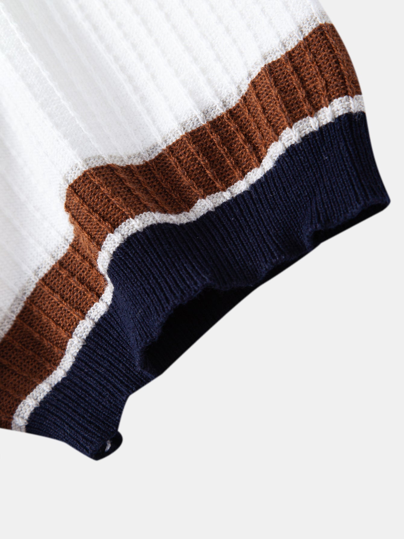 Contrast Stripe Trim Waffle Knit Polo
