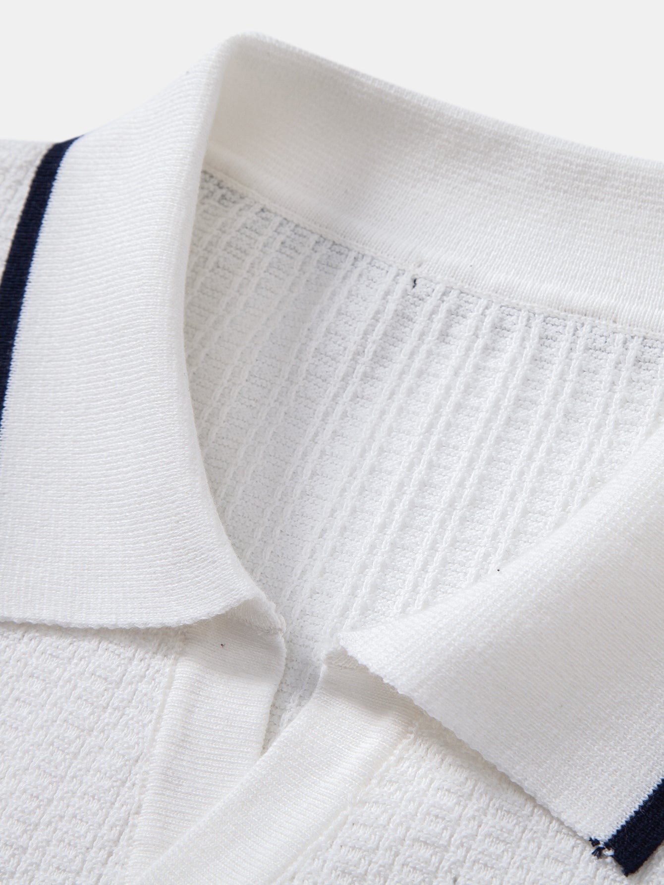 Contrast Trim Johnny Collar Knit Polo
