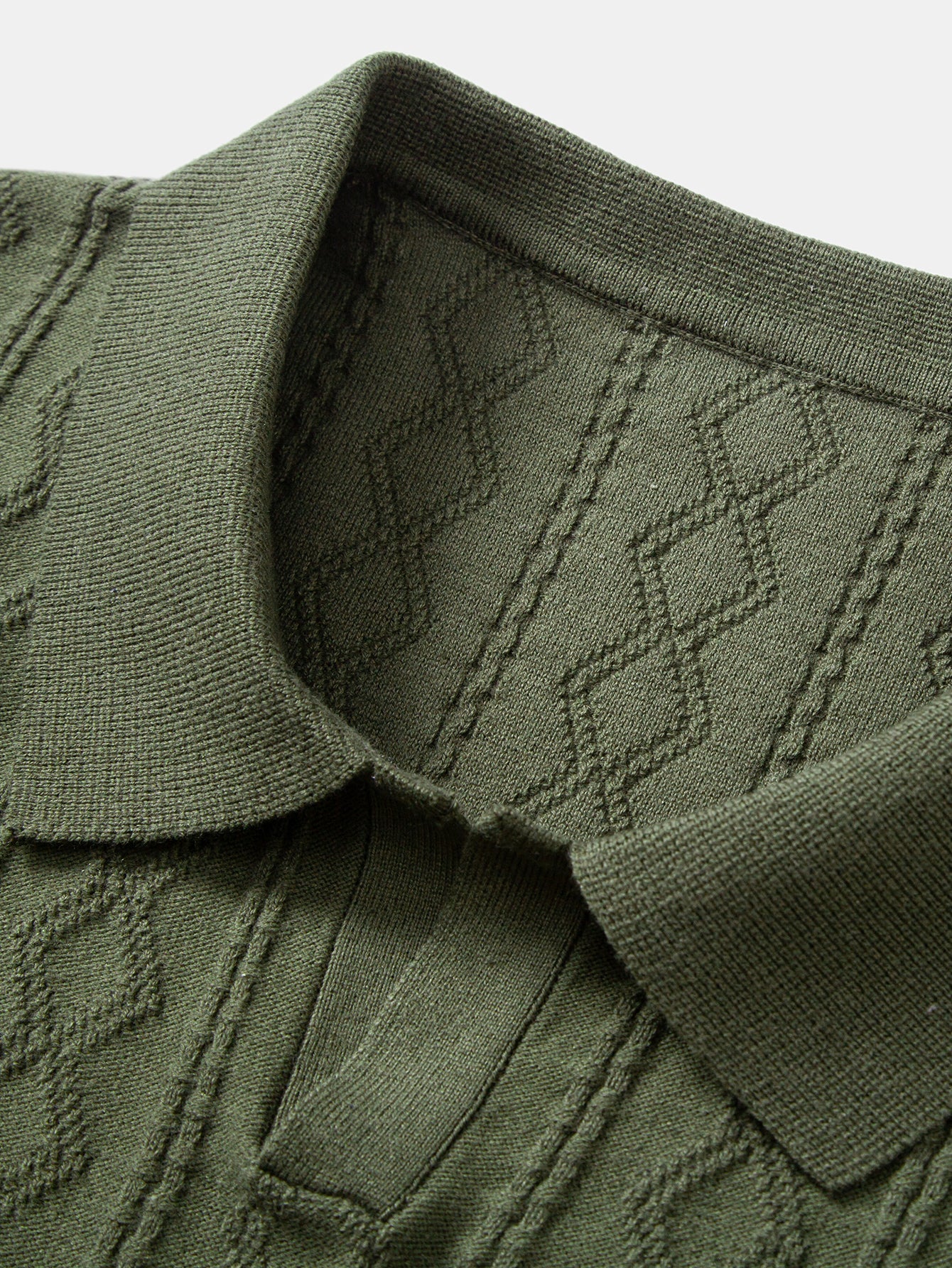 Geometric Jacquard Johnny Collar Knit Polo