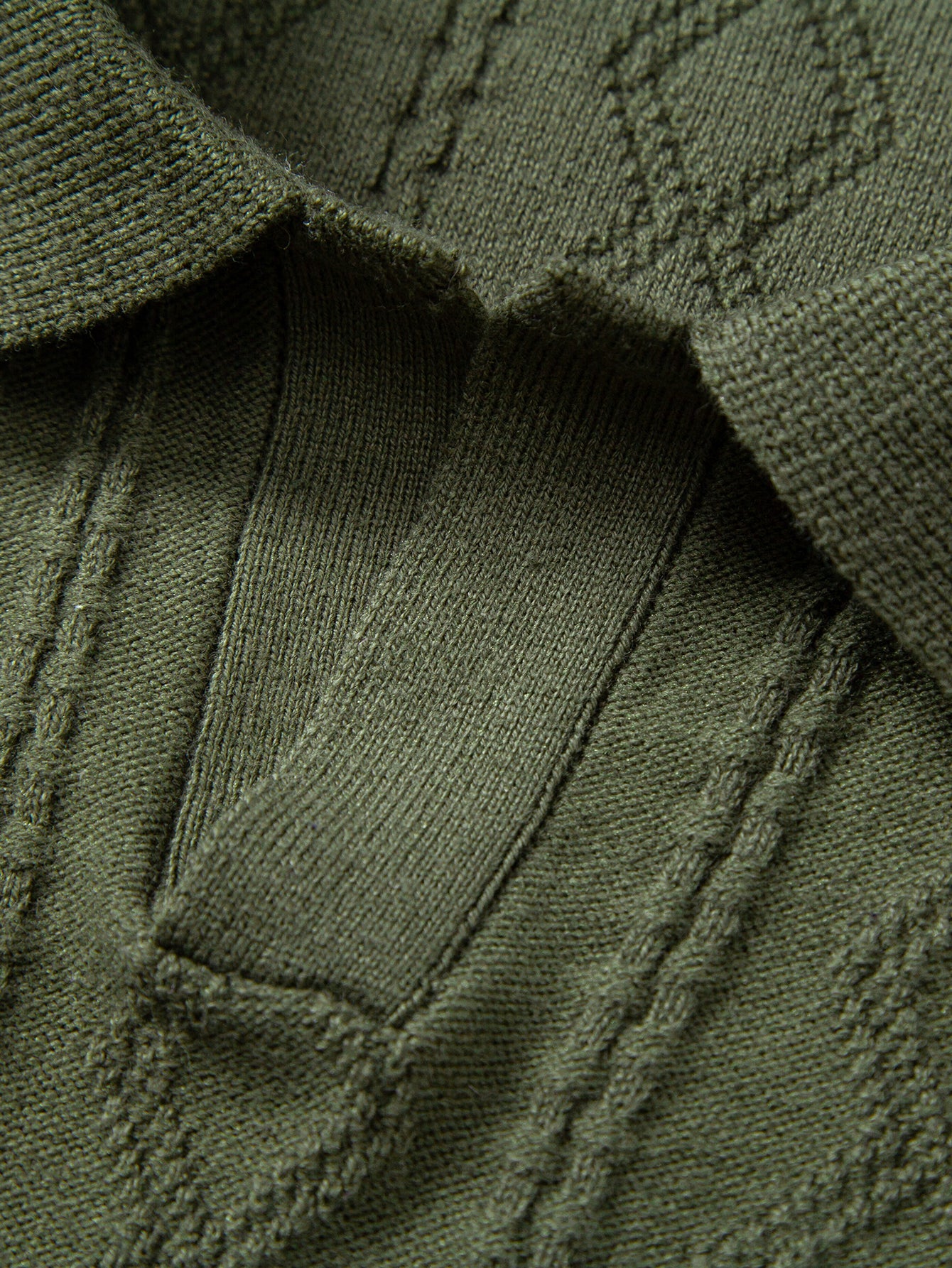 Geometric Jacquard Johnny Collar Knit Polo