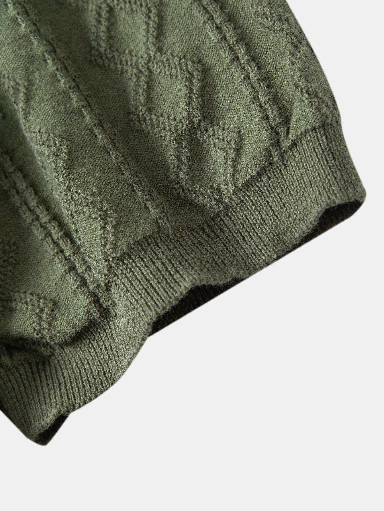 Geometric Jacquard Johnny Collar Knit Polo