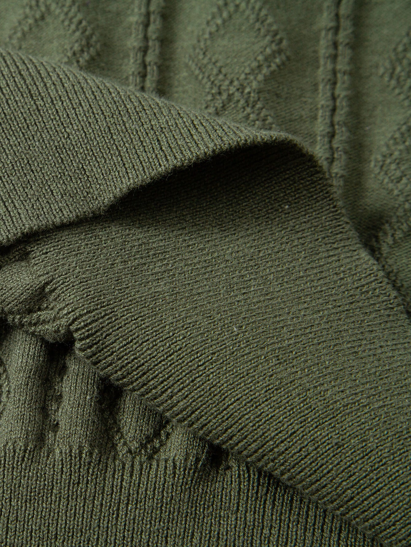Geometric Jacquard Johnny Collar Knit Polo