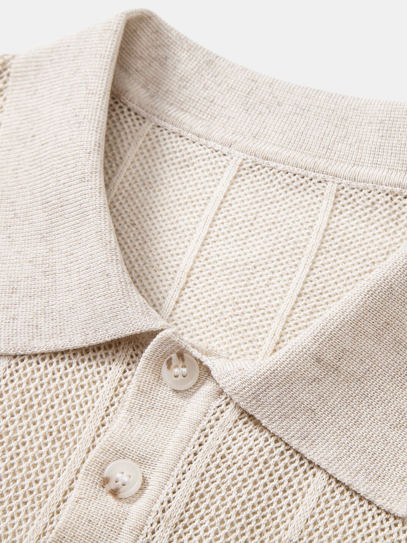 Linen Stripe Open Knit Polo