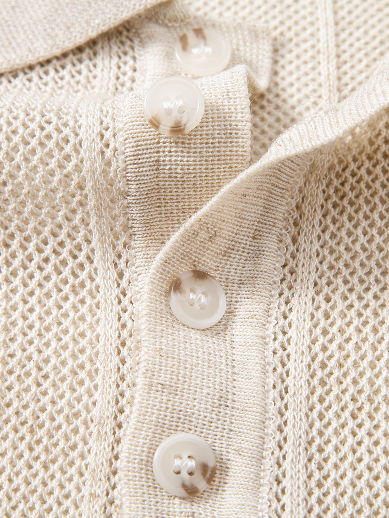 Linen Stripe Open Knit Polo