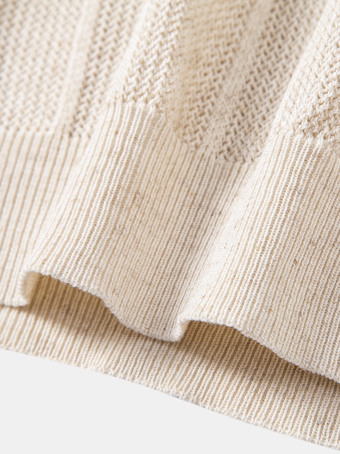 Linen Stripe Open Knit Polo
