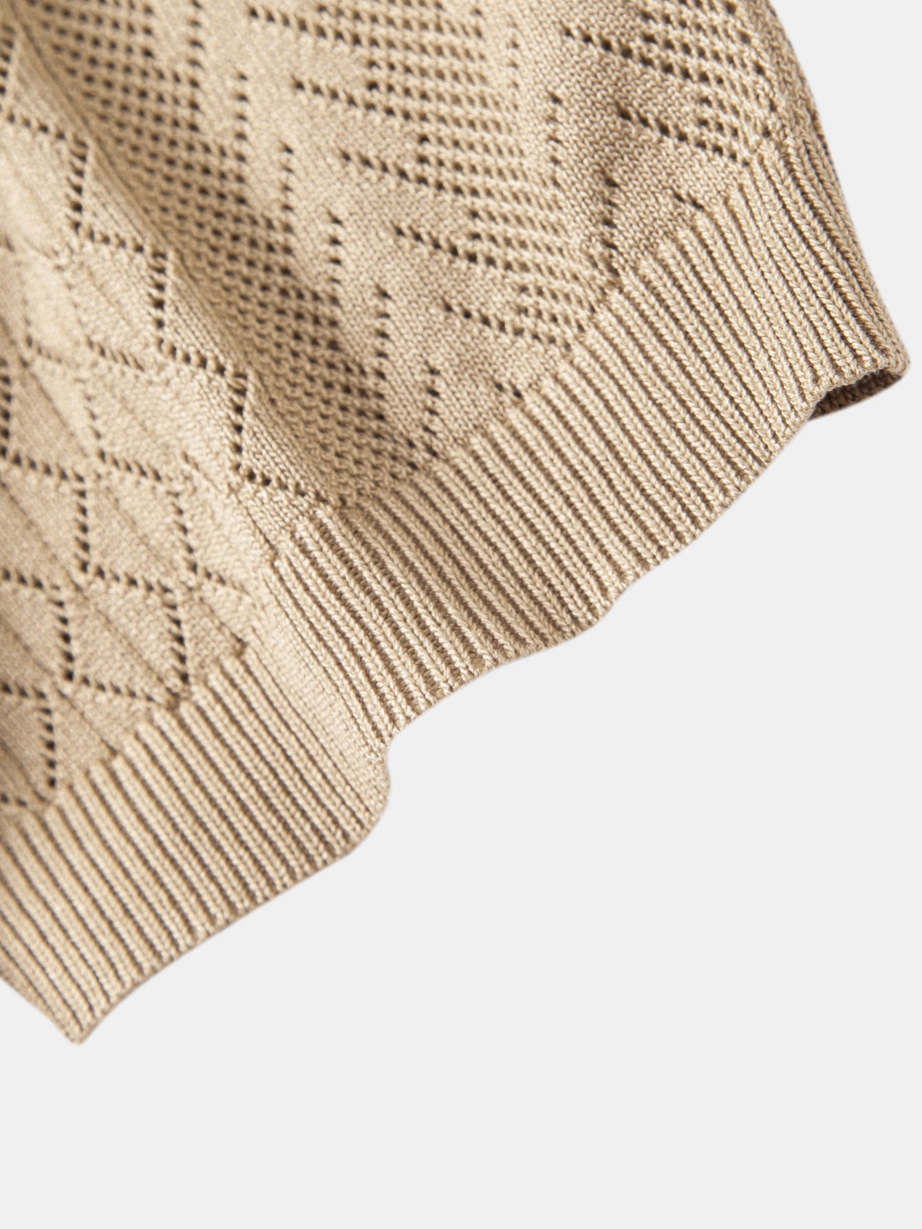 Geometric Jacquard Open Knit Polo